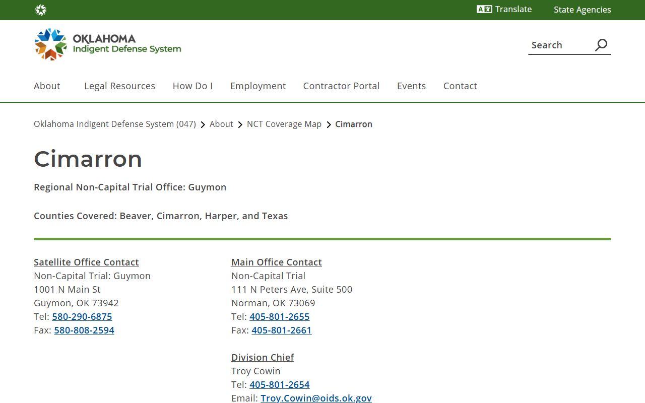 Cimarron County criminal court records and indigent defense coverage