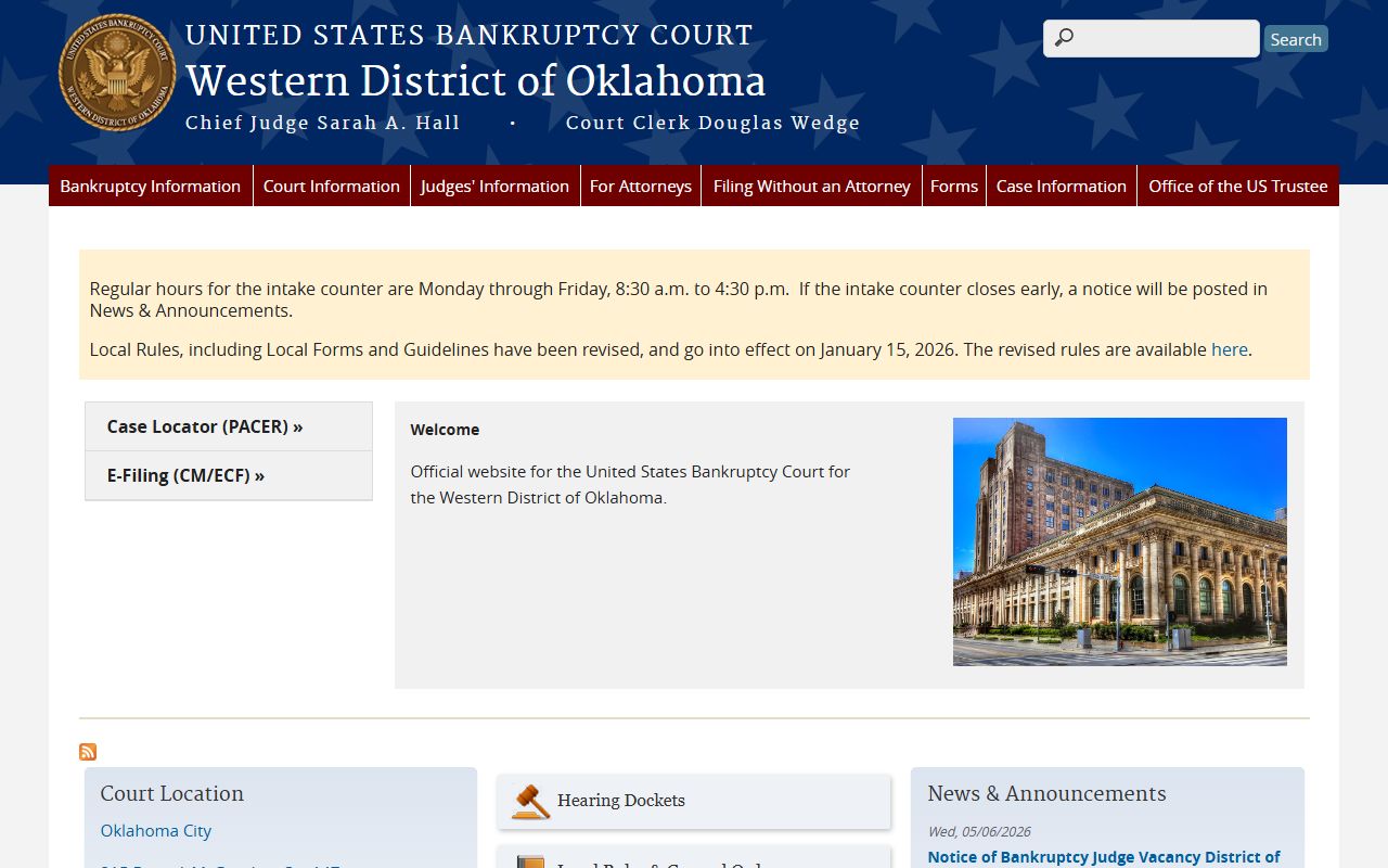 Cimarron County federal bankruptcy court records