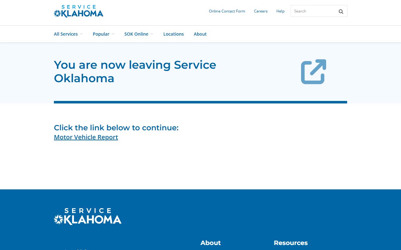 Service Oklahoma motor vehicle report link for Cimarron County traffic records
